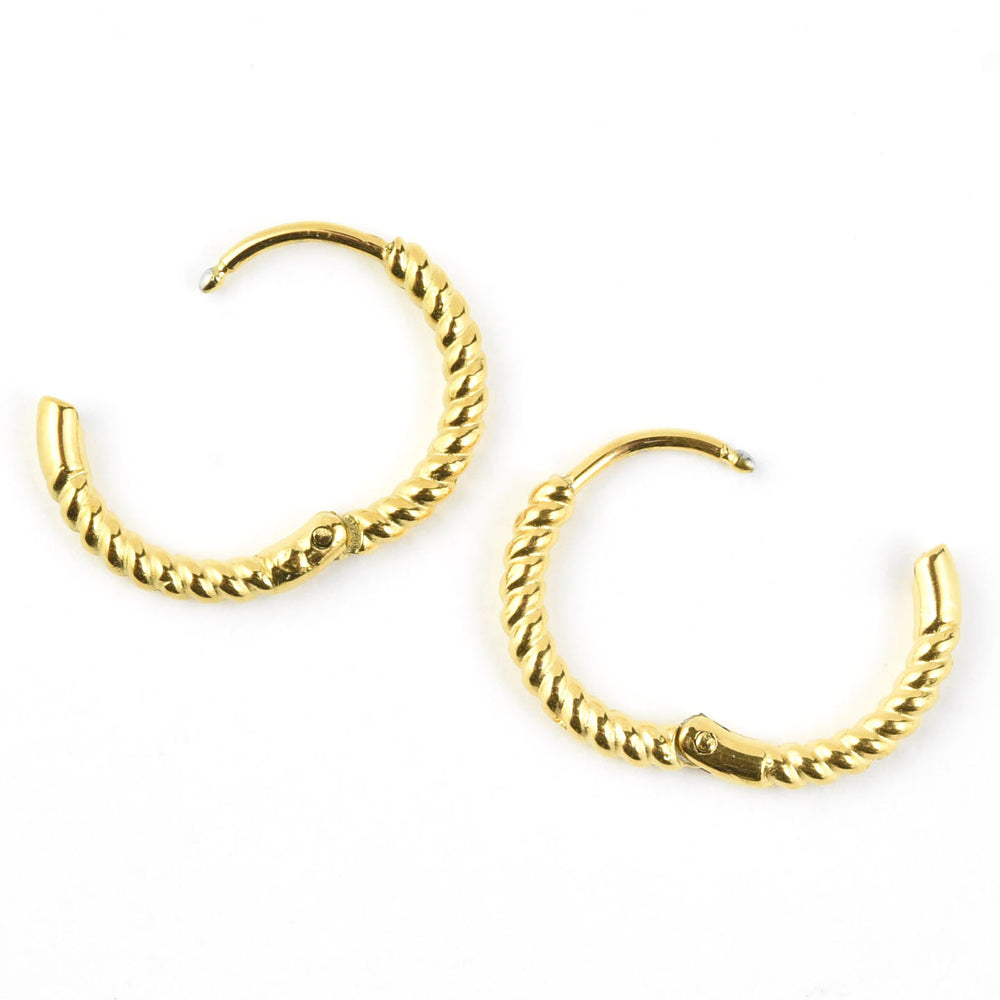 Rope Rounded Huggie Hoops - Goldmakers Fine Jewelry