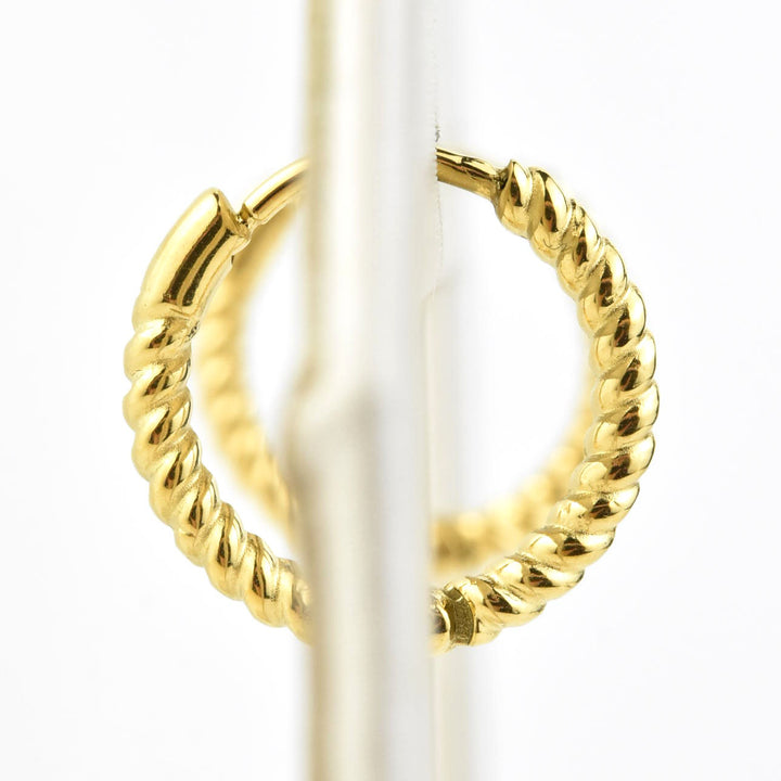 Rope Rounded Huggie Hoops - Goldmakers Fine Jewelry