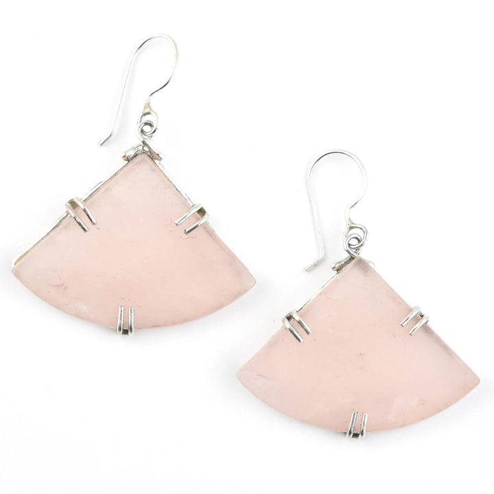 Trinity Earrings in Rose Quartz