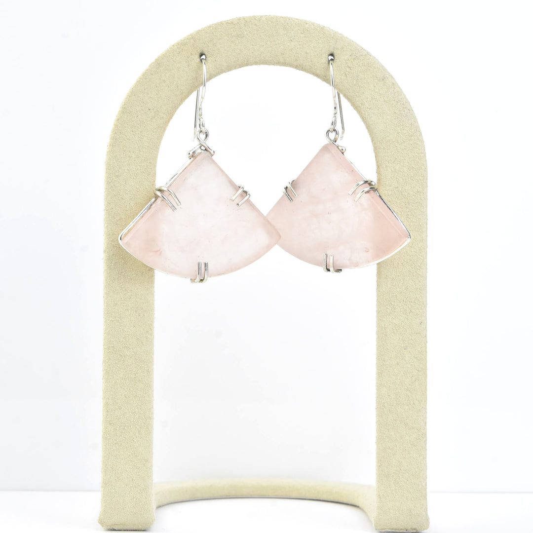Trinity Earrings in Rose Quartz