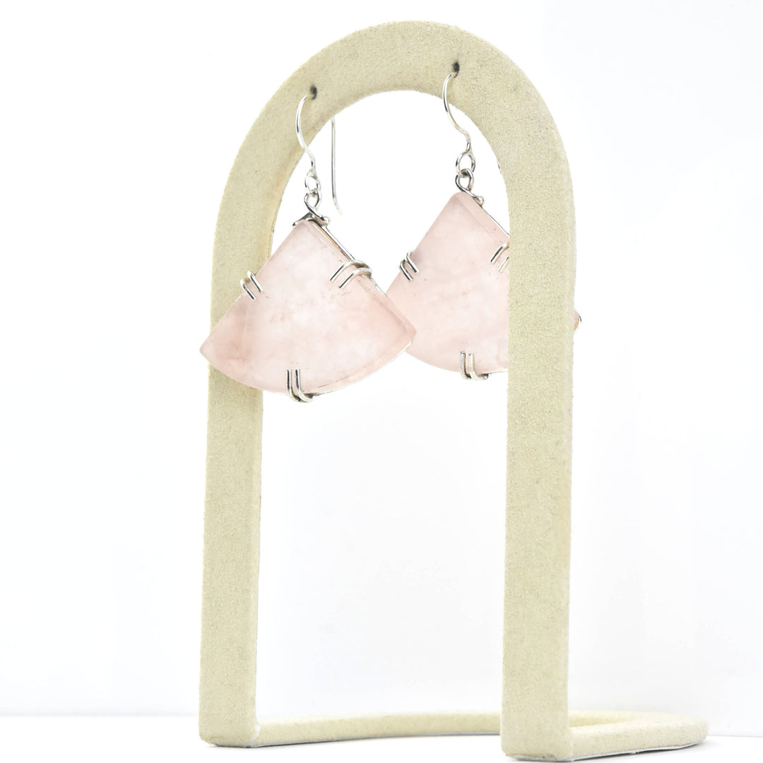 Trinity Earrings in Rose Quartz