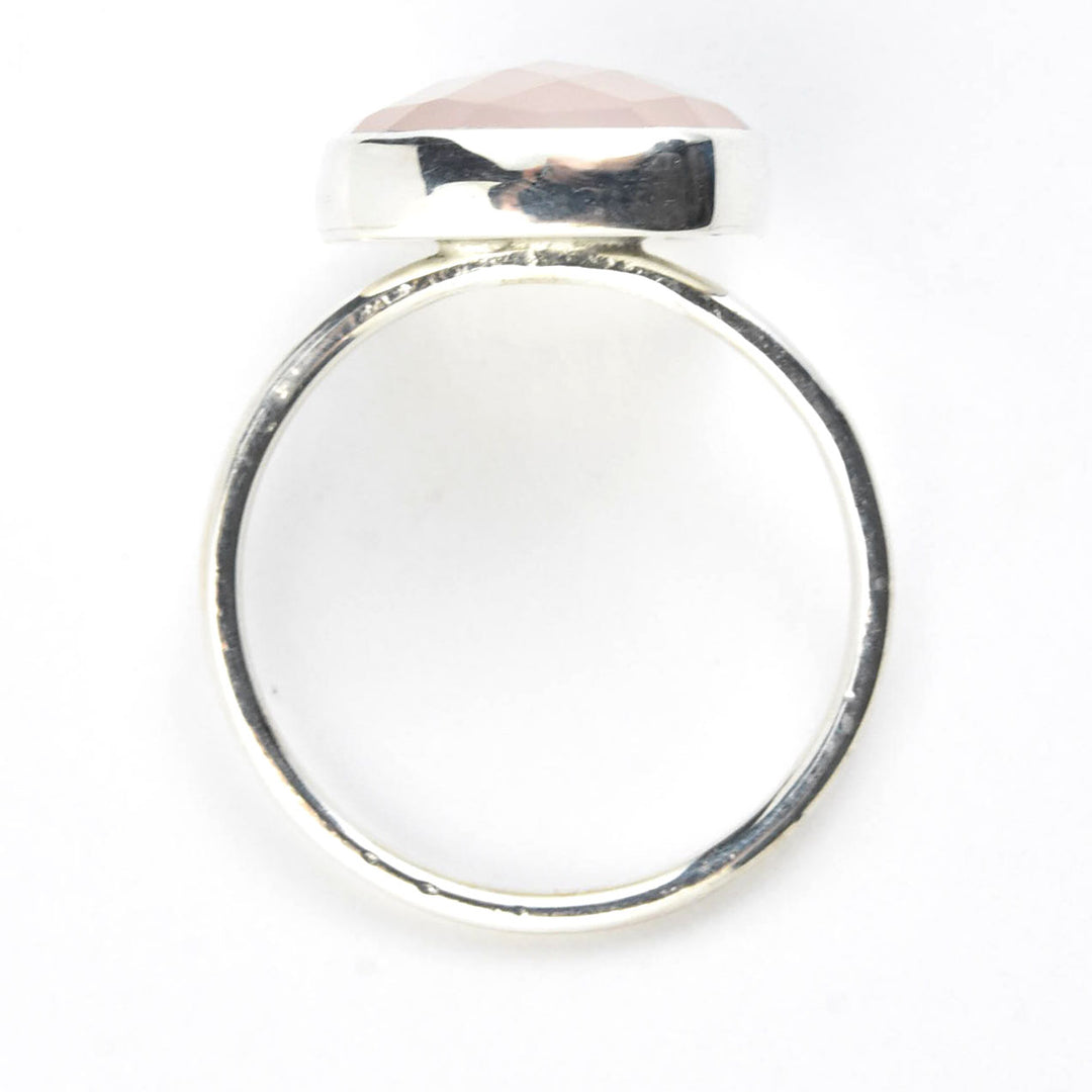 Faceted Cushion Cut Gemstone Ring in Silver