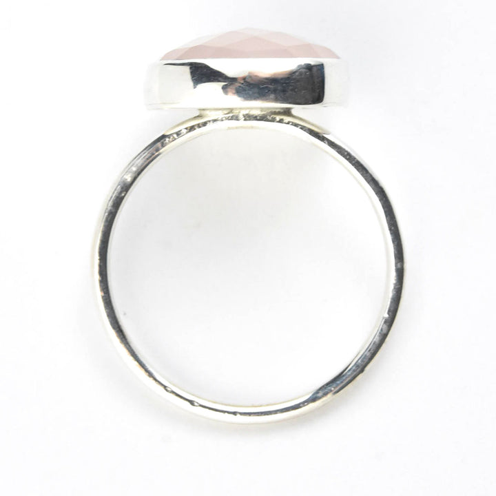 Faceted Cushion Cut Gemstone Ring in Silver