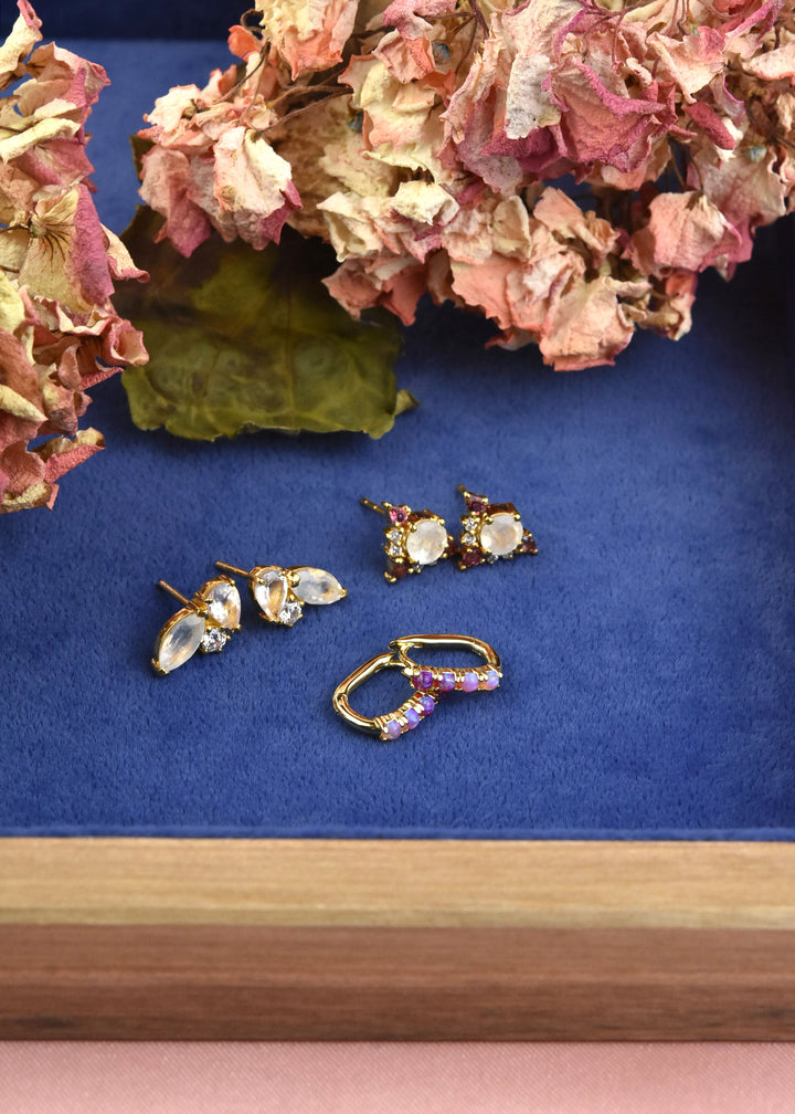 Pink Opal Ombre Oblong Ella Hoops