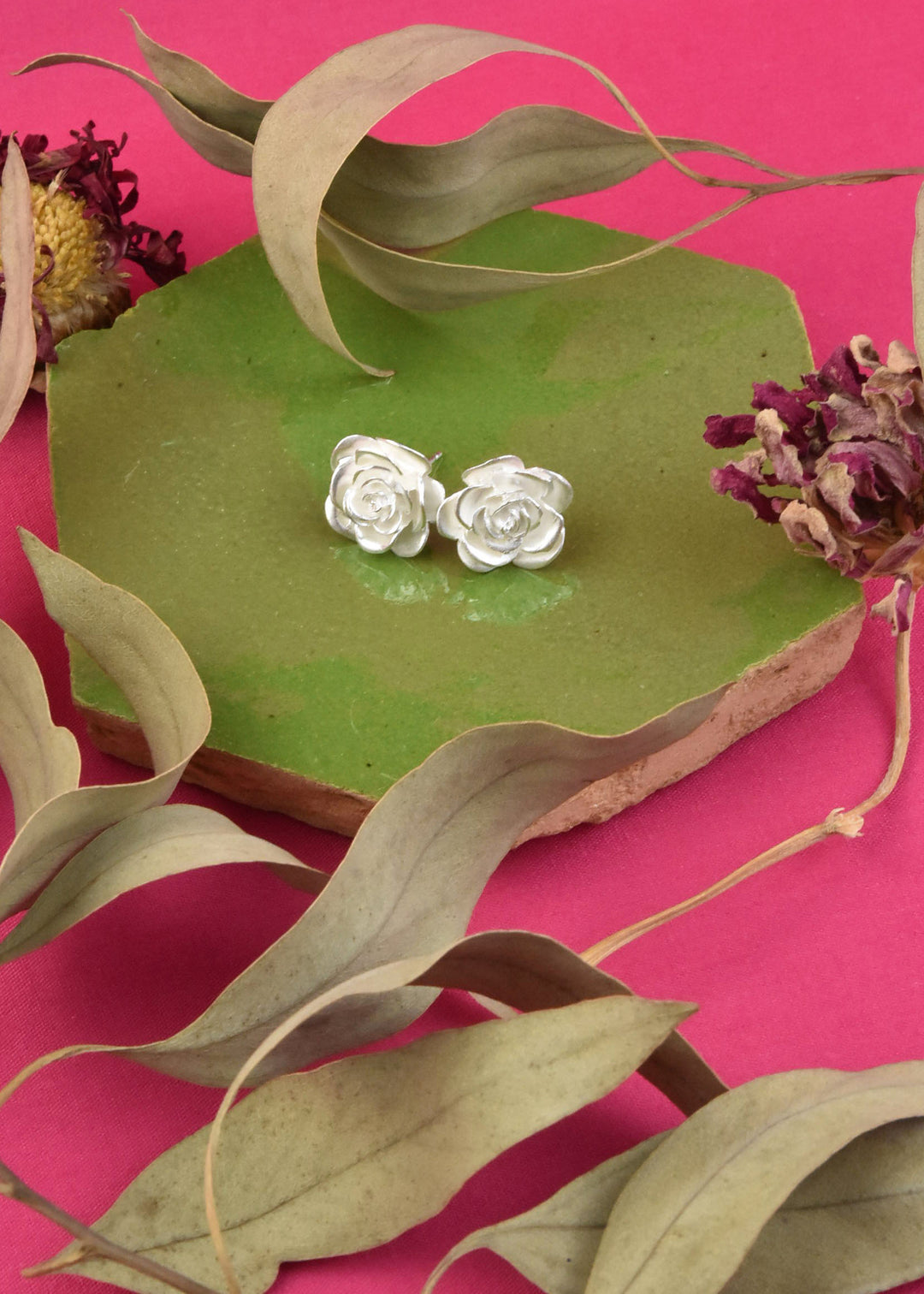 Rose Stud Earrings - Goldmakers Fine Jewelry