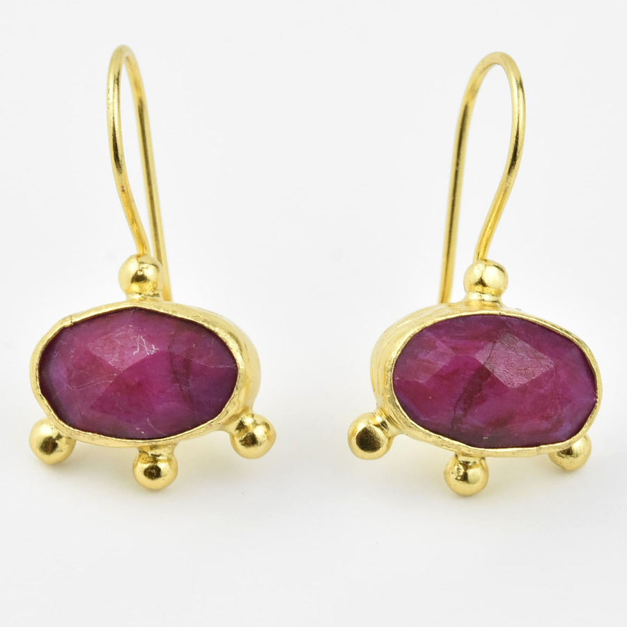 Rough Cut Ruby Dangle Earrings - Goldmakers Fine Jewelry