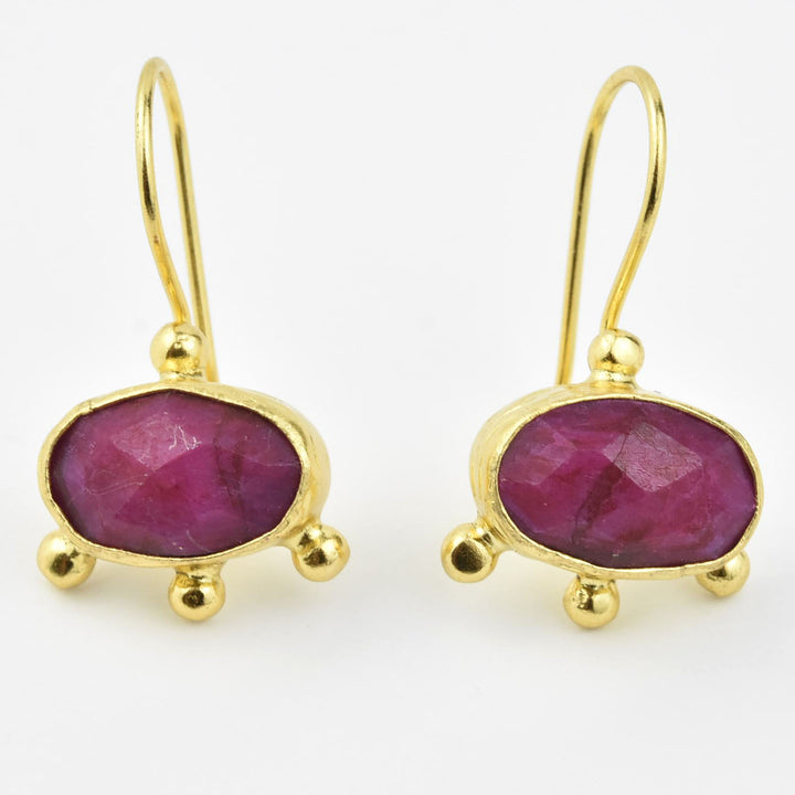 Rough Cut Ruby Dangle Earrings - Goldmakers Fine Jewelry