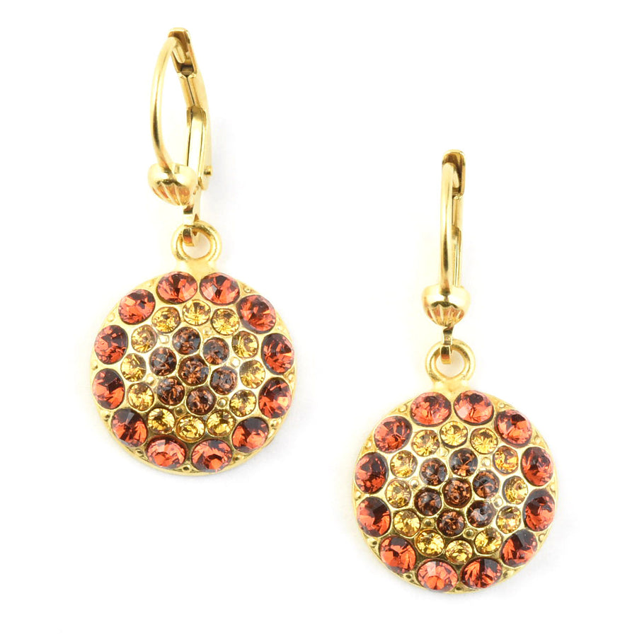 Round Crystal Flower Earrings - Goldmakers Fine Jewelry