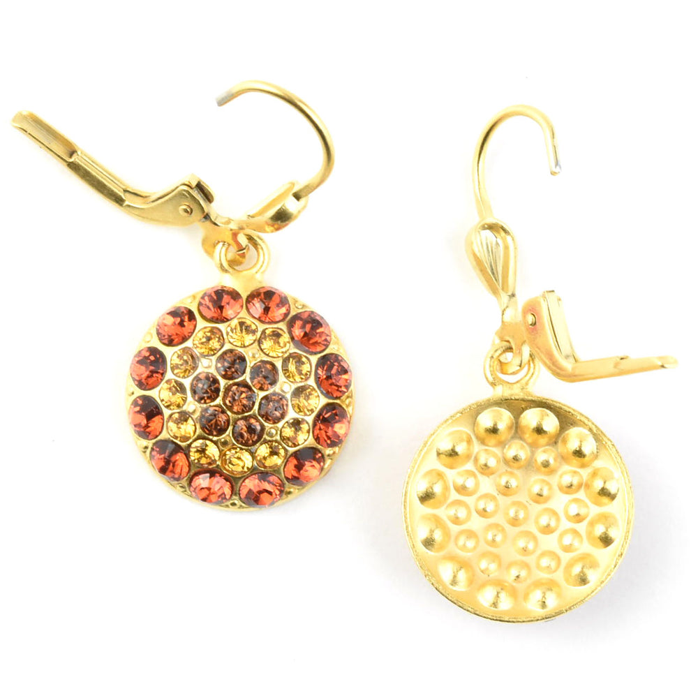 Round Crystal Flower Earrings - Goldmakers Fine Jewelry