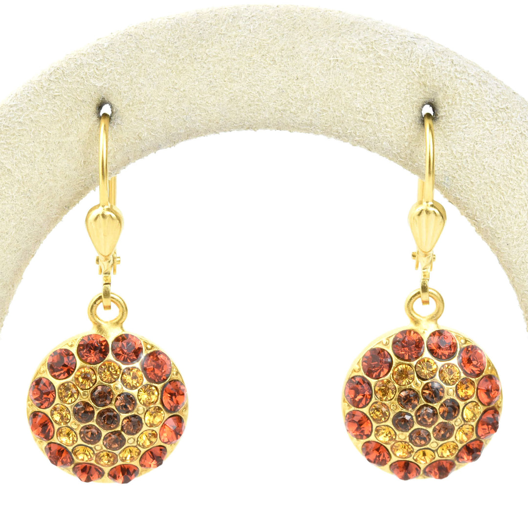 Round Crystal Flower Earrings - Goldmakers Fine Jewelry