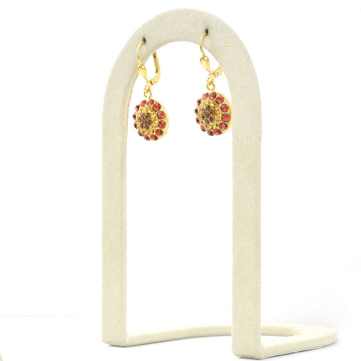 Round Crystal Flower Earrings - Goldmakers Fine Jewelry