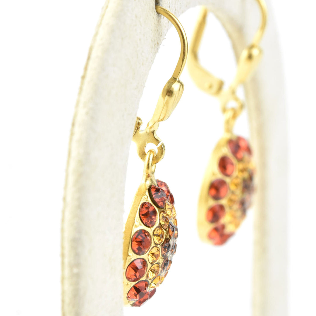 Round Crystal Flower Earrings - Goldmakers Fine Jewelry