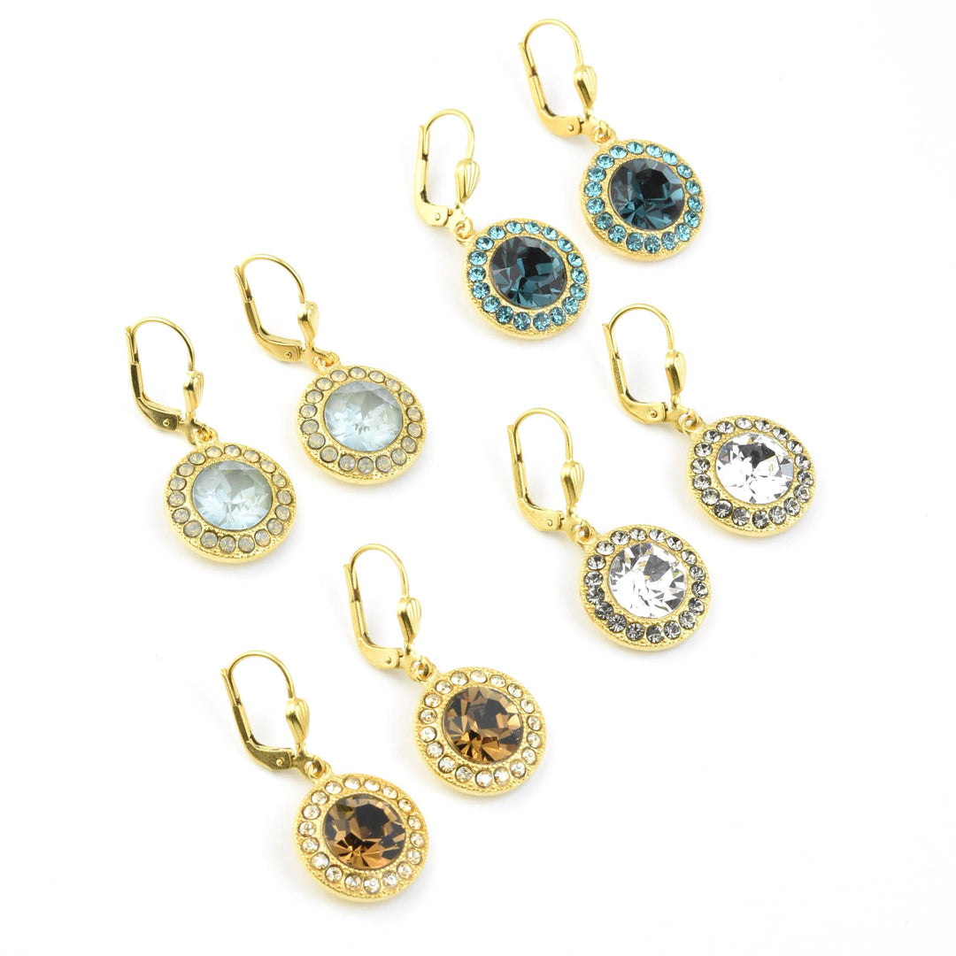 Round Crystal Halo Earrings