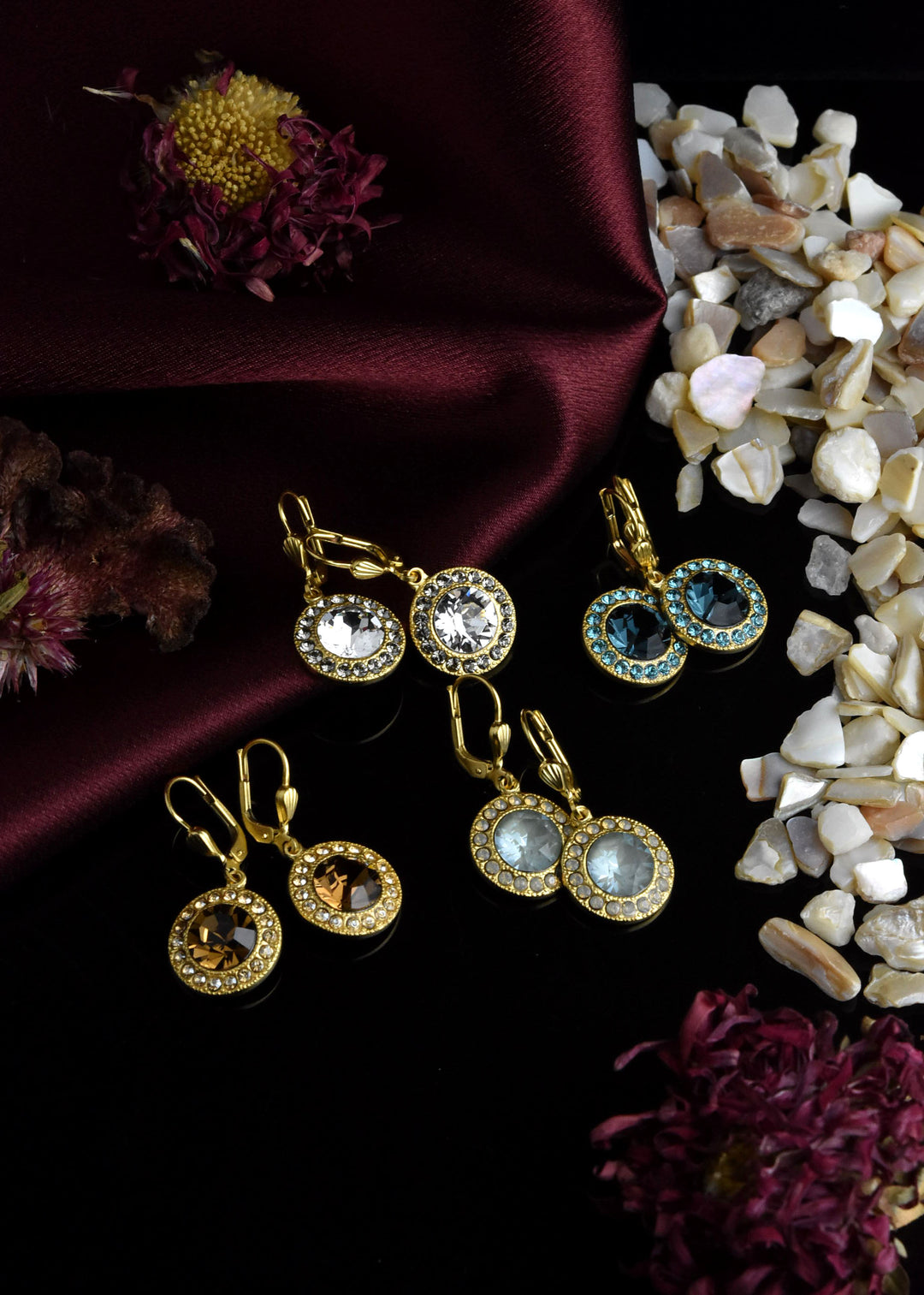 Round Crystal Halo Earrings