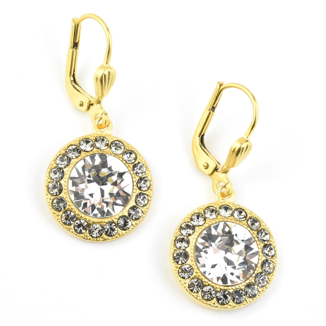 Round Crystal Halo Earrings