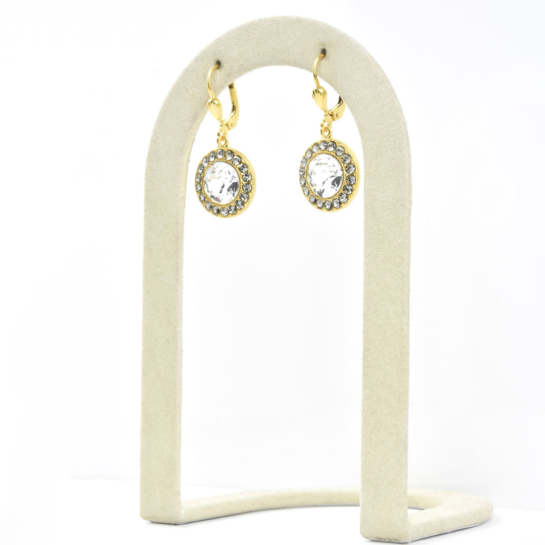Round Crystal Halo Earrings