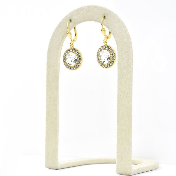 Round Crystal Halo Earrings