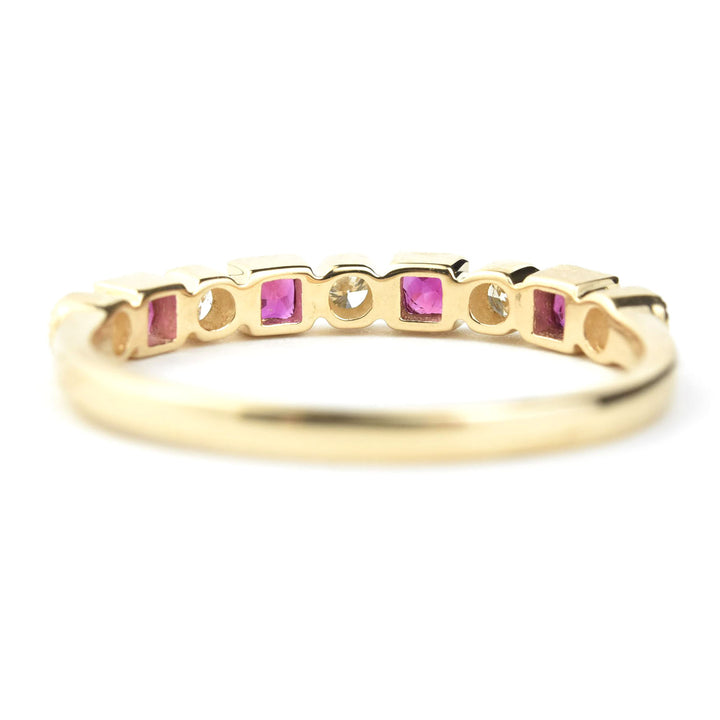 14k Yellow Gold Ruby & Diamond Band