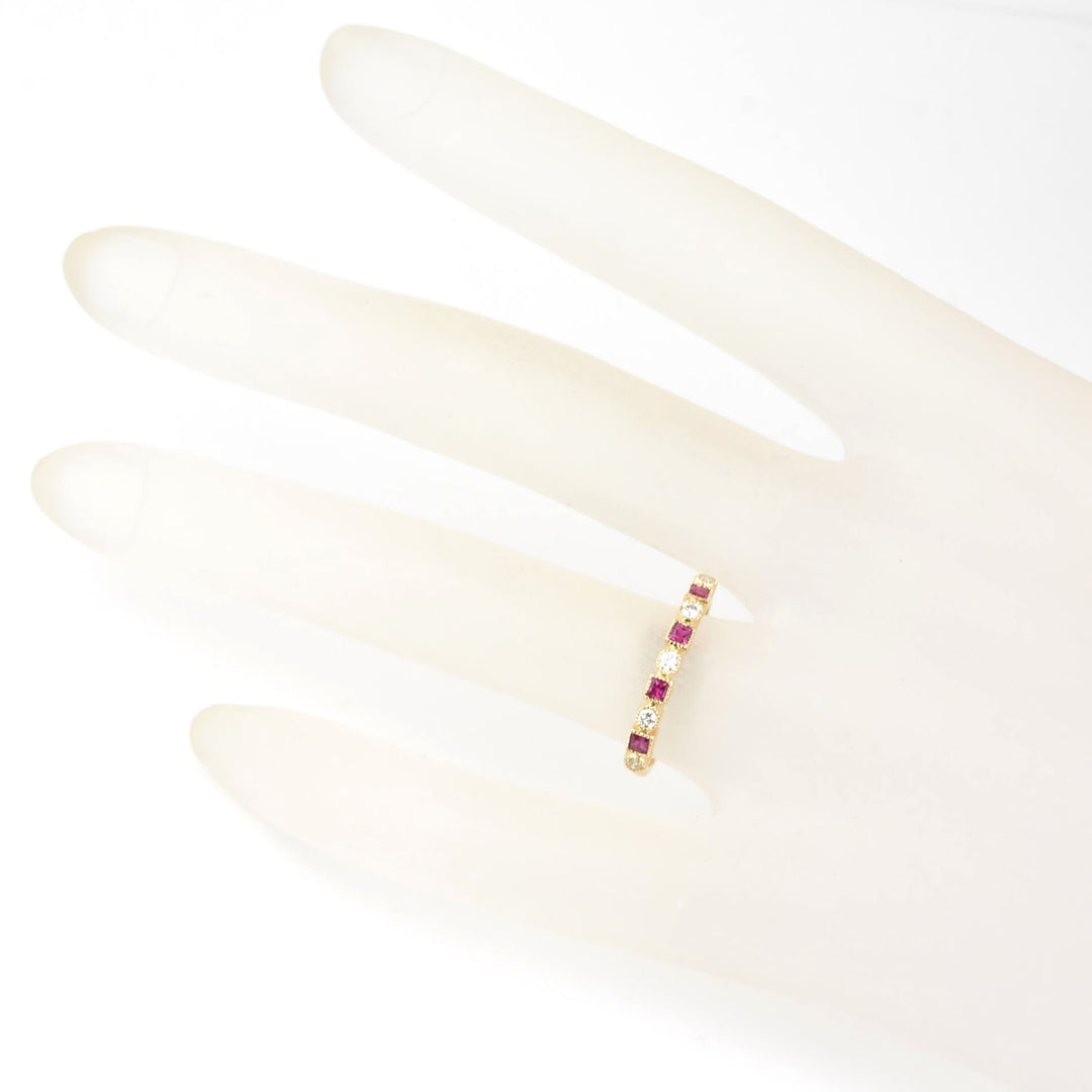 14k Yellow Gold Ruby & Diamond Band