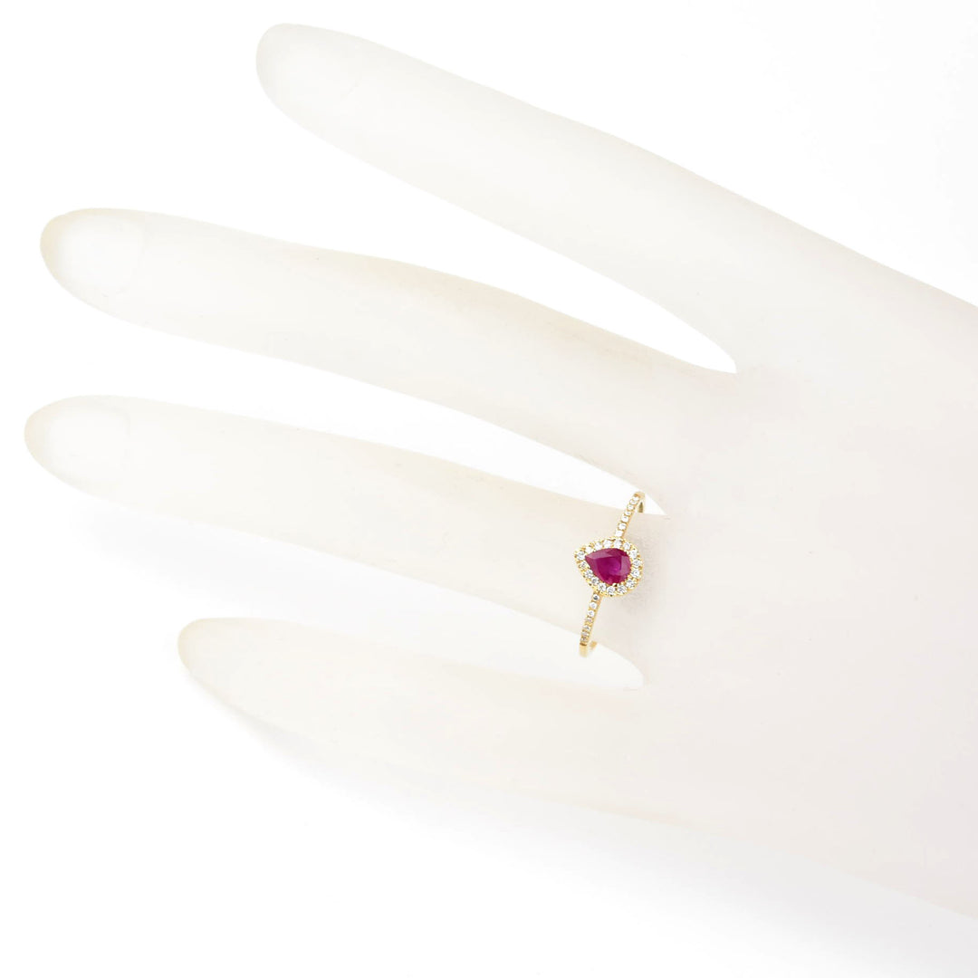 Ruby & Diamond Halo Ring in 14k Yellow Gold