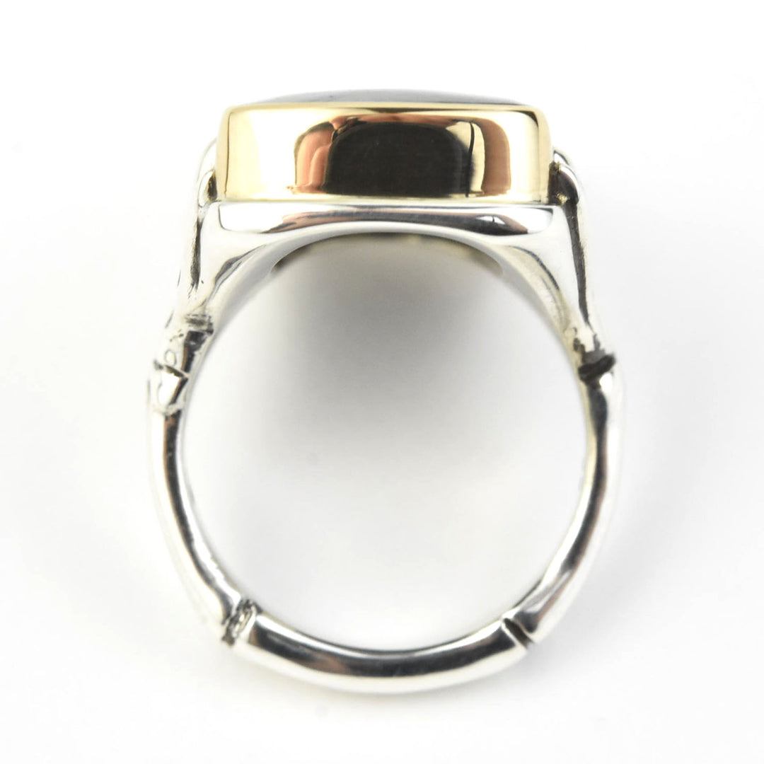 Azurite Ring in Sterling Silver with Gold Bezel