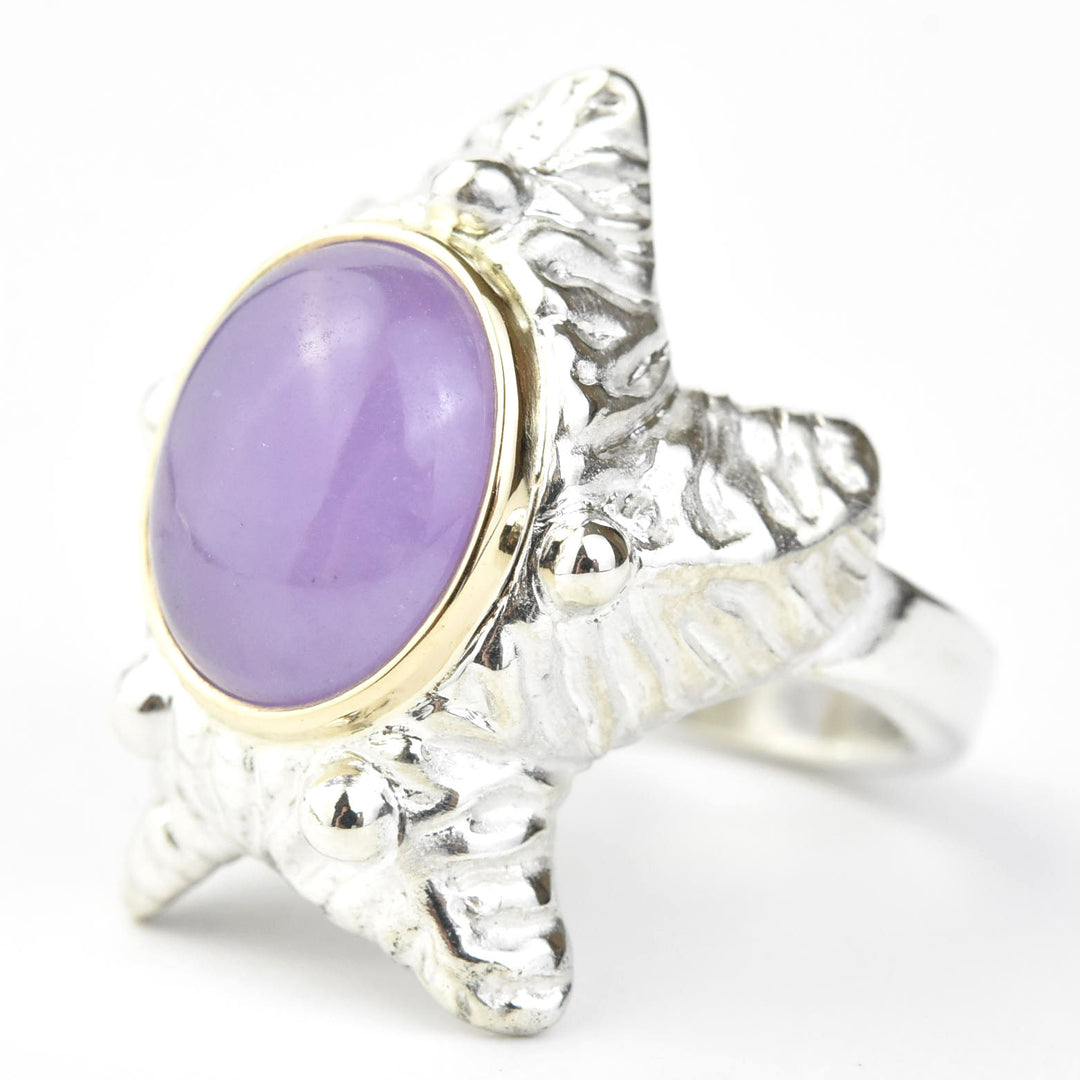 Sea Star Ring in Sterling Silver with Gold Bezel