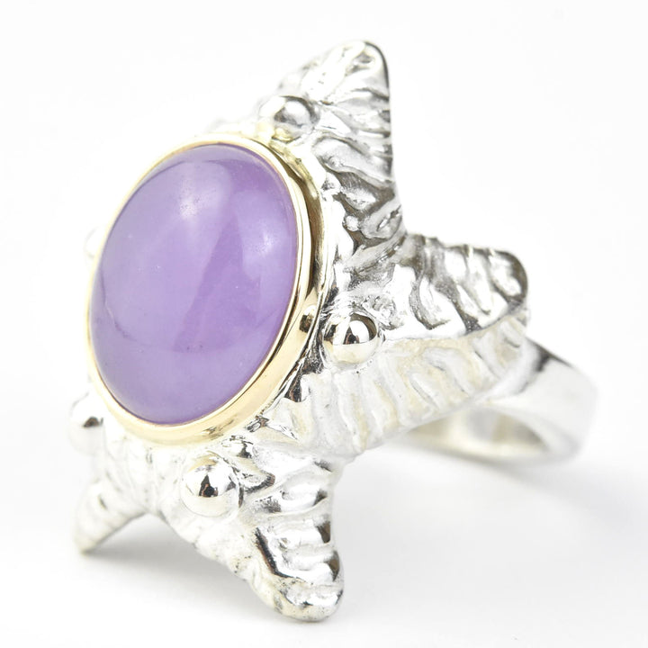 Sea Star Ring in Sterling Silver with Gold Bezel