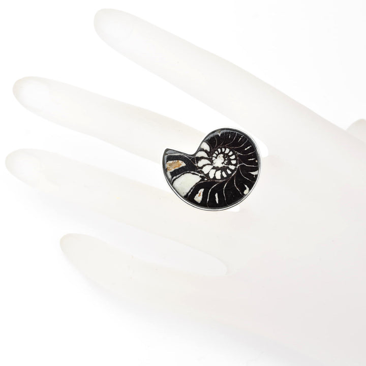 Fossilized Ammonite Ring in Sterling Silver No. 2