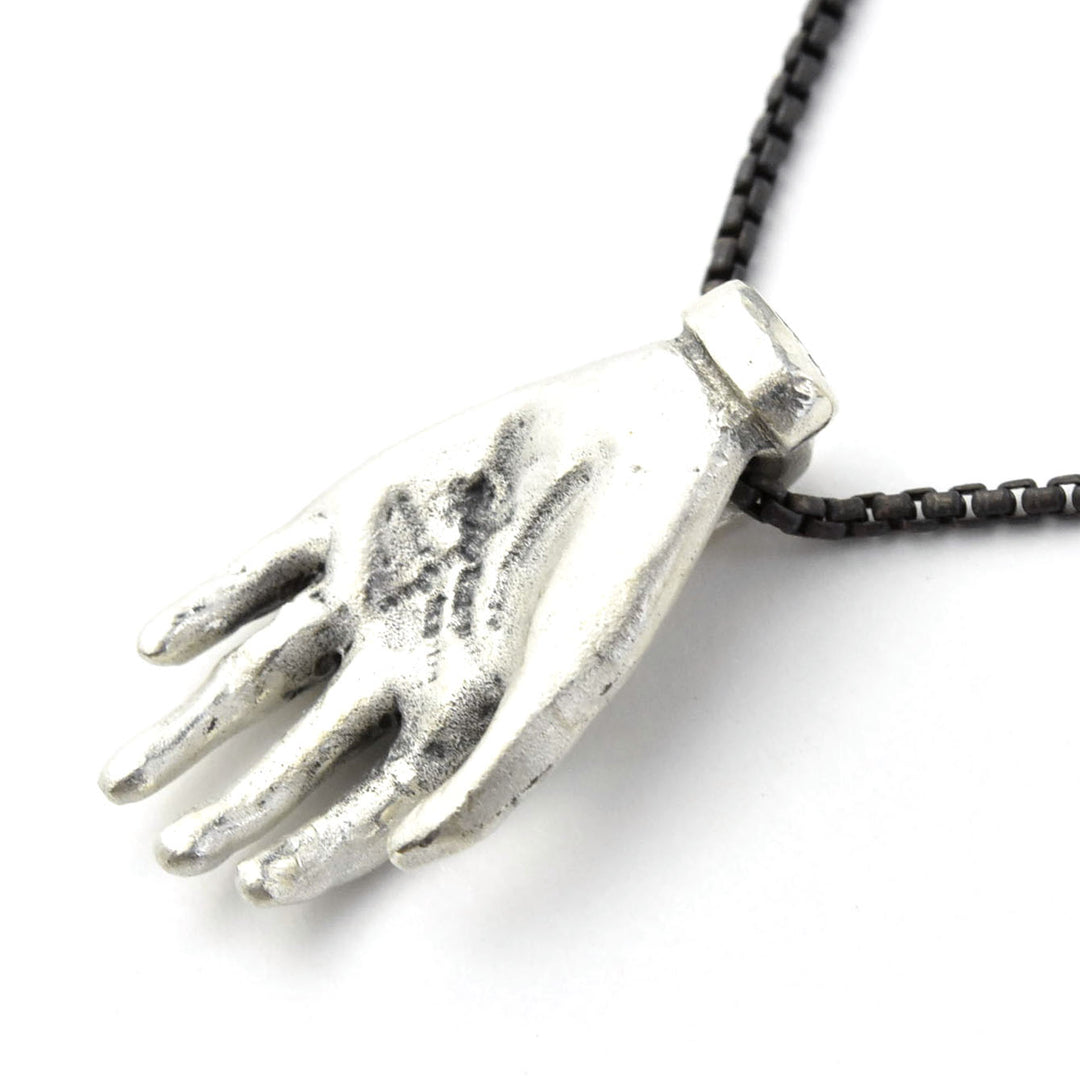 "The Moneymaker" Antiqued Silver Hand Talisman with Ruby - Goldmakers Fine Jewelry