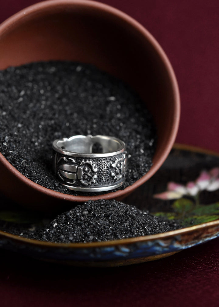 Double Scarab Ring in Silver - Goldmakers Fine Jewelry