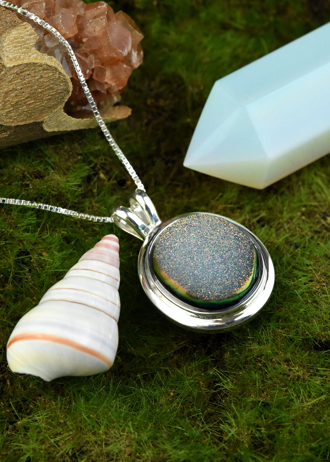 Druzy Quartz Necklace in Sterling Silver