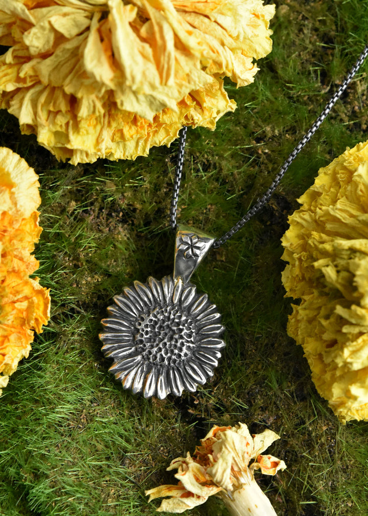 Embellished Kansas Sunflower Pendant Necklace