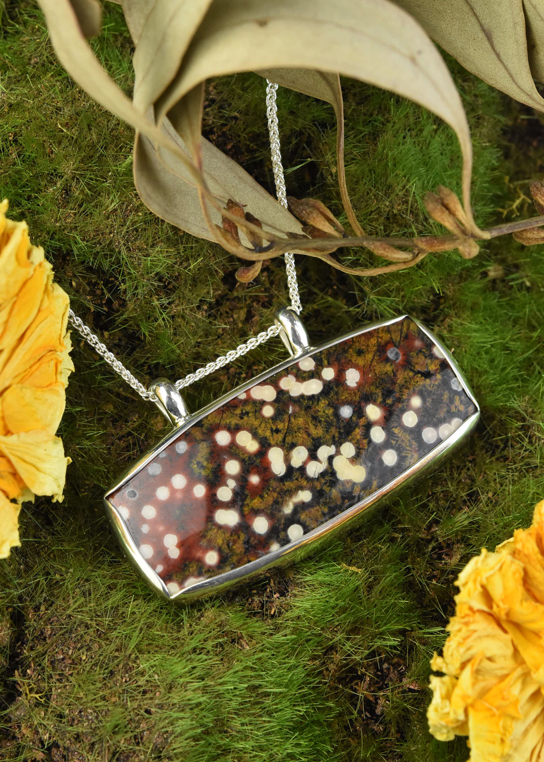 Speckled Jasper Necklace in Sterling Silver