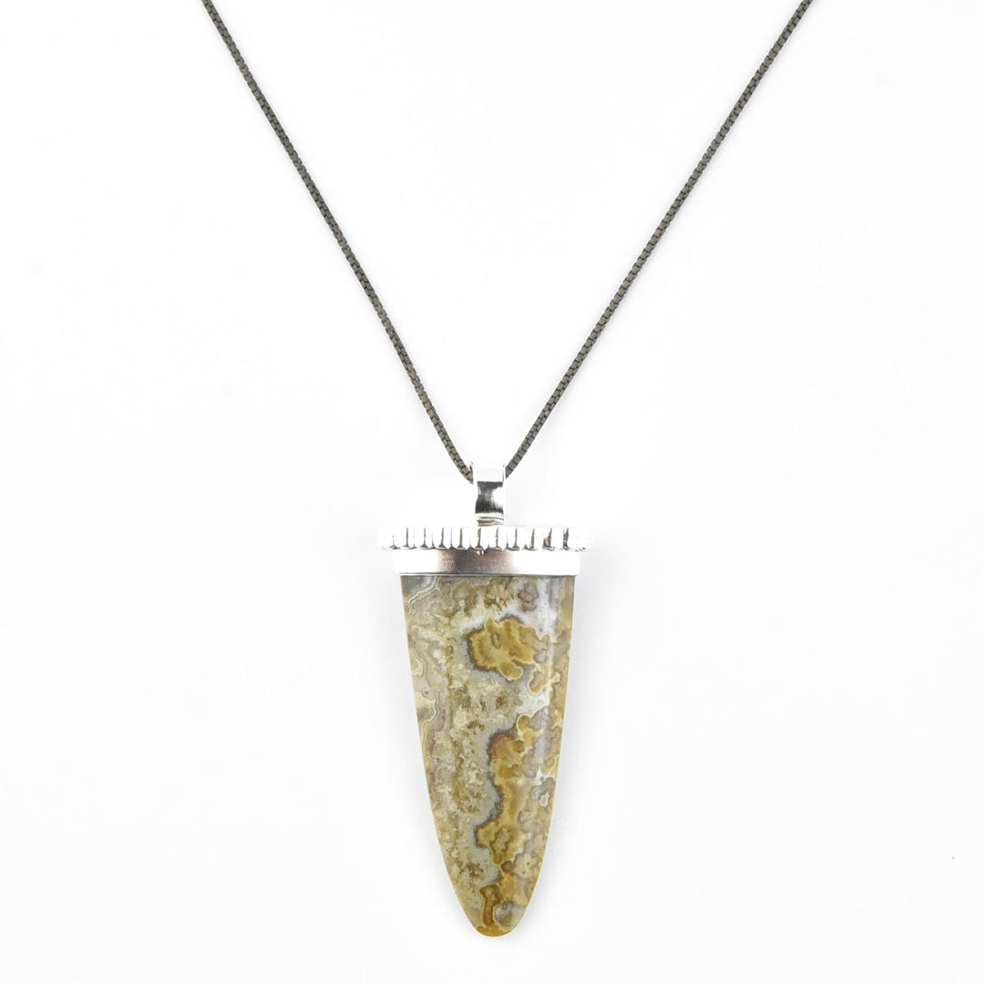 Jasper Shield Pendant with Scalloped Detail