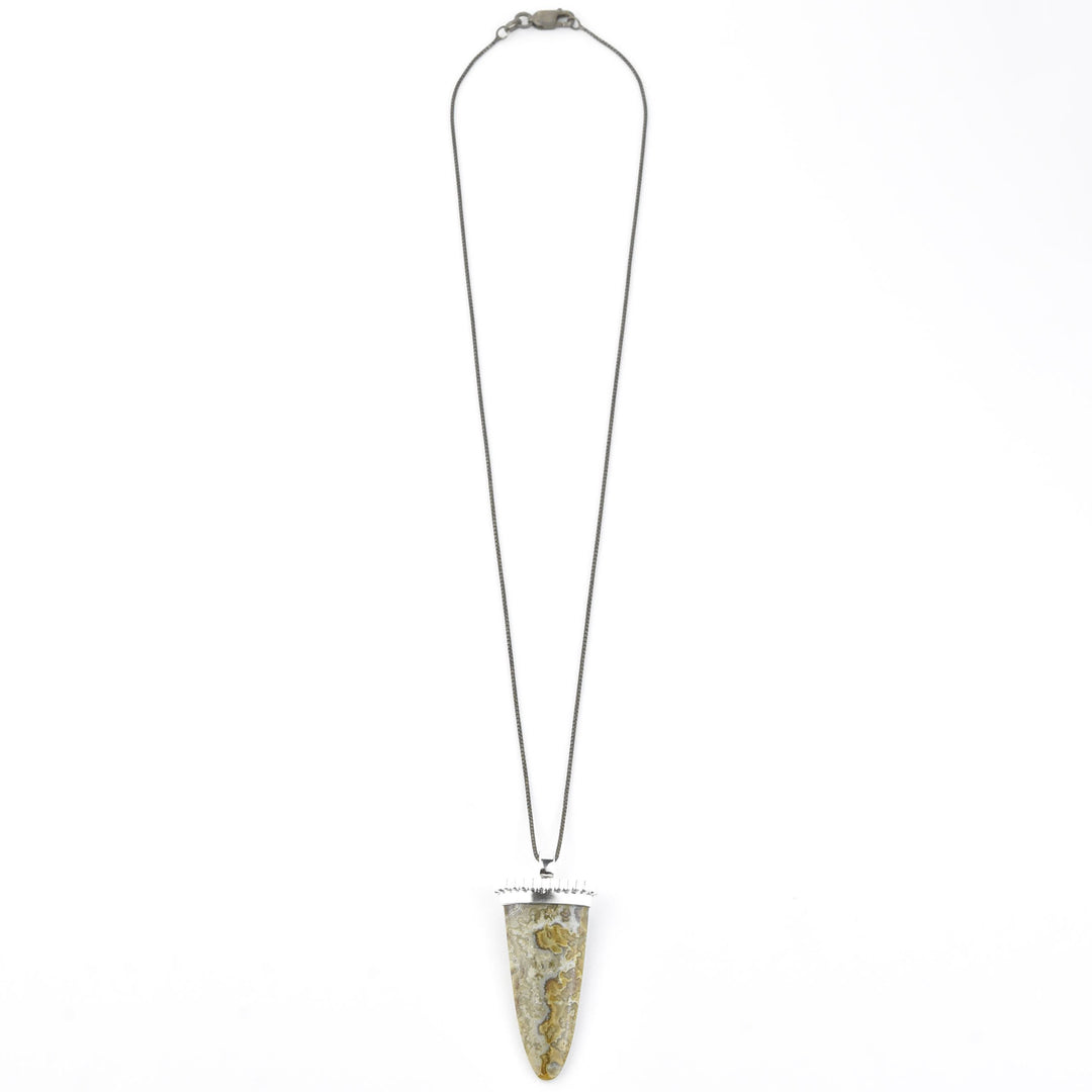 Jasper Shield Pendant with Scalloped Detail