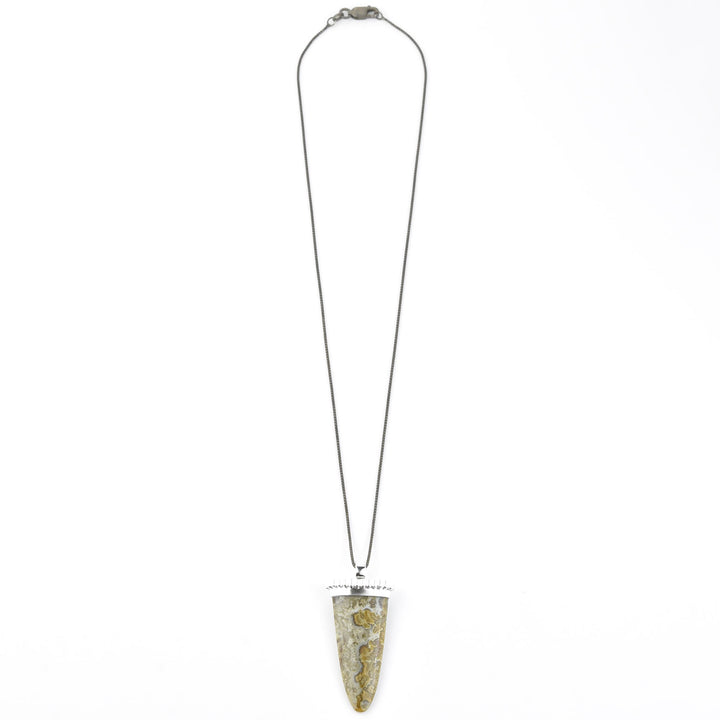 Jasper Shield Pendant with Scalloped Detail