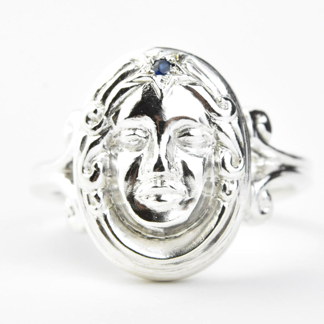 Magic Mirror Ring in Silver with Blue Sapphire - Goldmakers Fine Jewelry