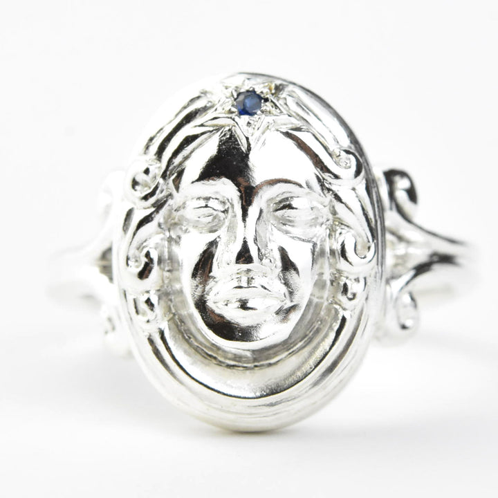 Magic Mirror Ring in Silver with Blue Sapphire - Goldmakers Fine Jewelry