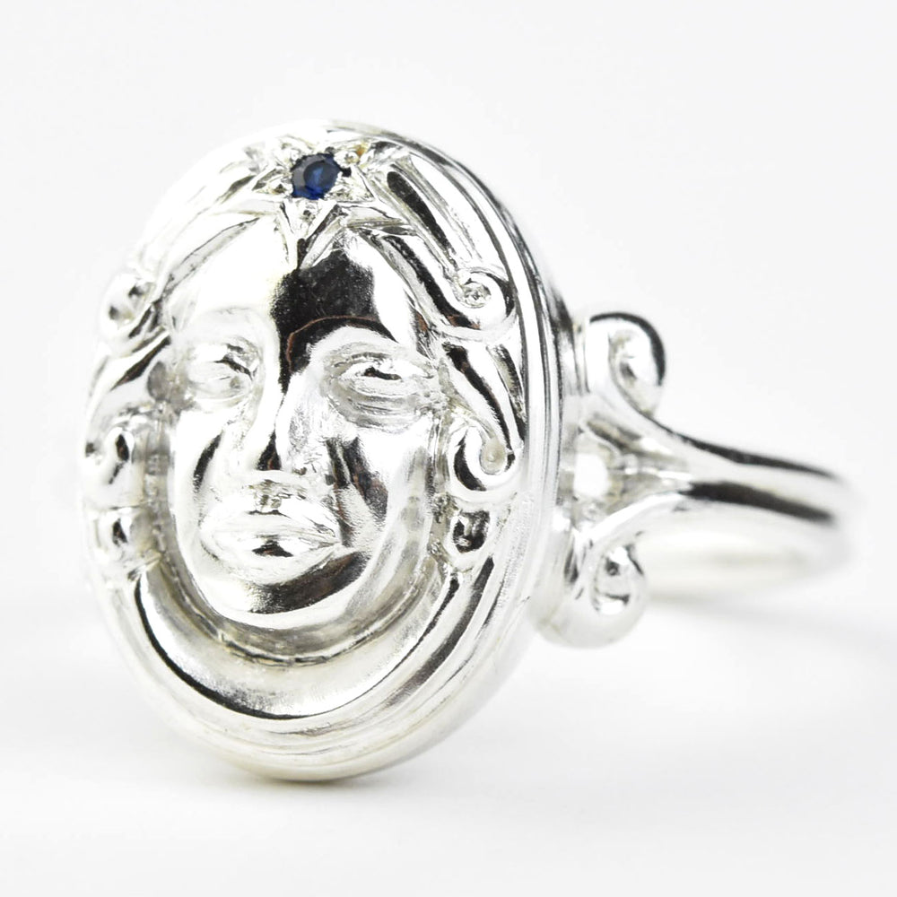 Magic Mirror Ring in Silver with Blue Sapphire - Goldmakers Fine Jewelry