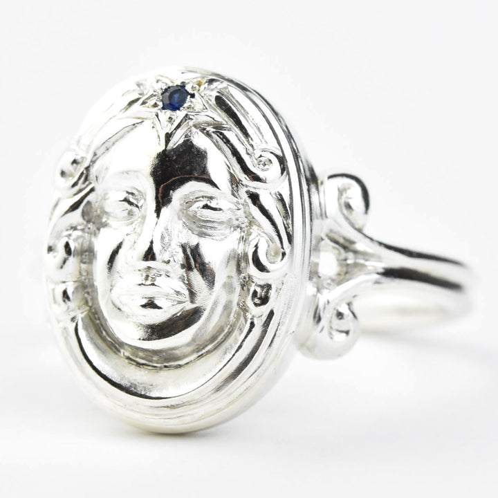 Magic Mirror Ring in Silver with Blue Sapphire - Goldmakers Fine Jewelry