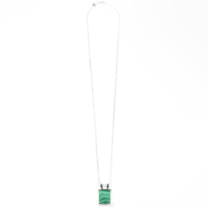 Square Malachite Necklace in Sterling Silver