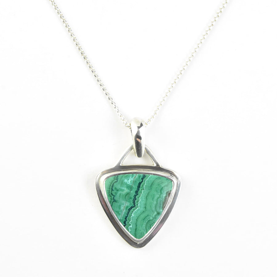 Trillion Malachite Necklace in Sterling Silver - Goldmakers Fine Jewelry