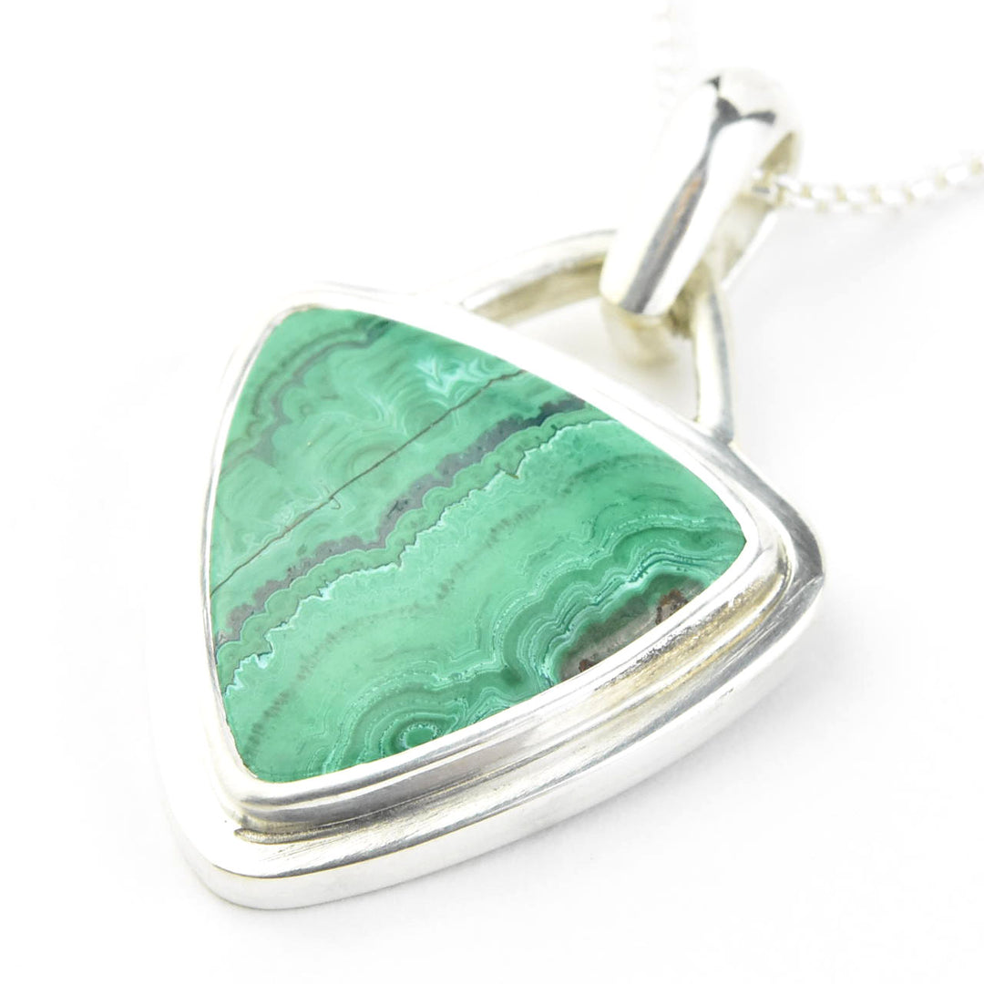 Trillion Malachite Necklace in Sterling Silver - Goldmakers Fine Jewelry