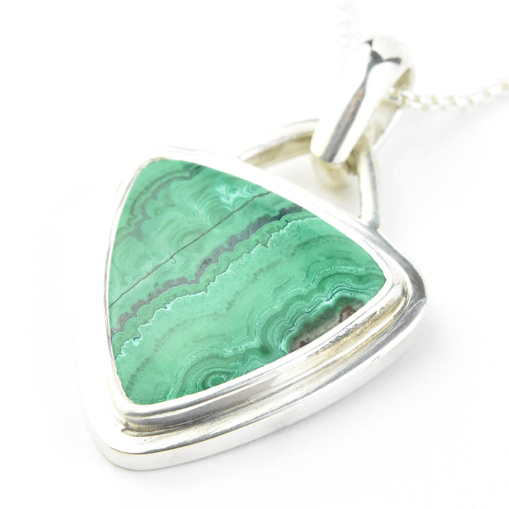 Trillion Malachite Necklace in Sterling Silver - Goldmakers Fine Jewelry