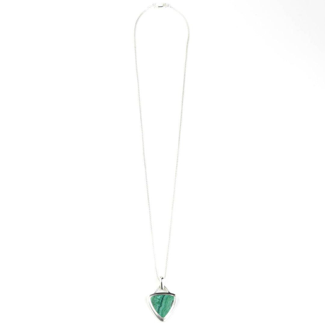 Trillion Malachite Necklace in Sterling Silver - Goldmakers Fine Jewelry