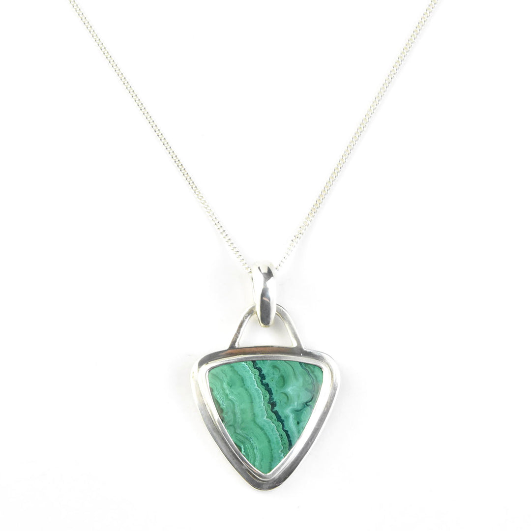 Trillion Malachite Necklace in Sterling Silver - Goldmakers Fine Jewelry