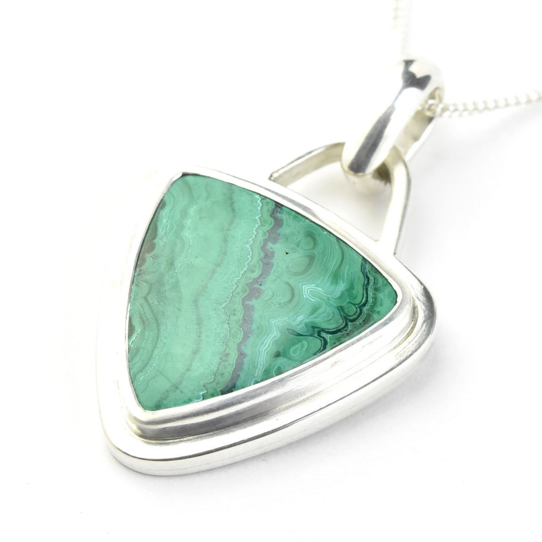 Trillion Malachite Necklace in Sterling Silver - Goldmakers Fine Jewelry