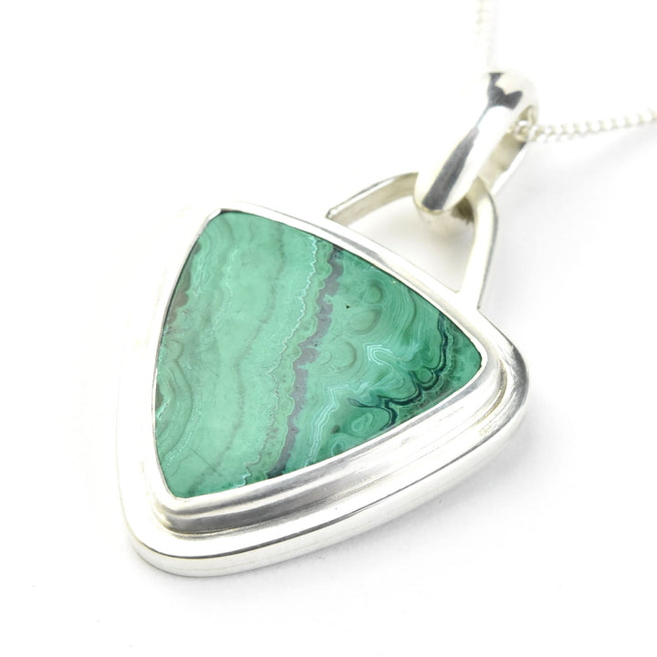 Trillion Malachite Necklace in Sterling Silver - Goldmakers Fine Jewelry