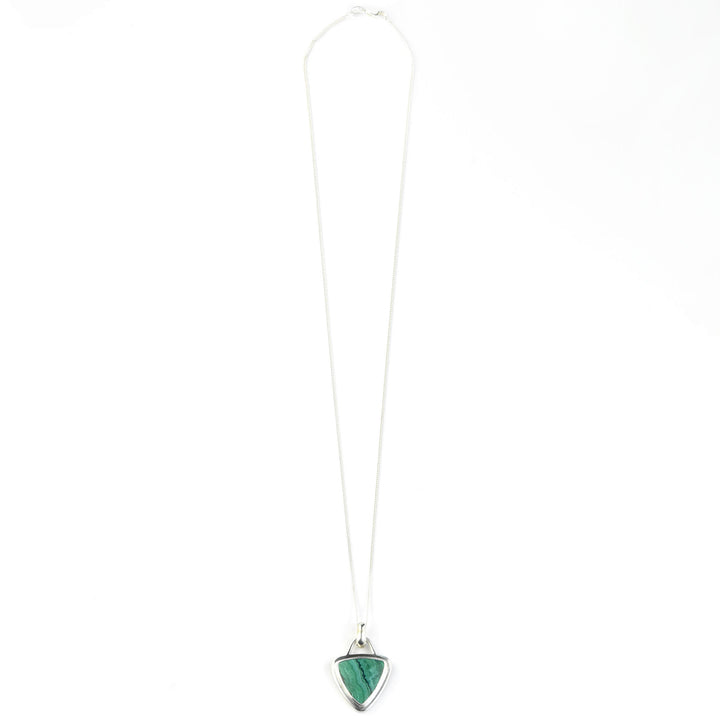 Trillion Malachite Necklace in Sterling Silver - Goldmakers Fine Jewelry