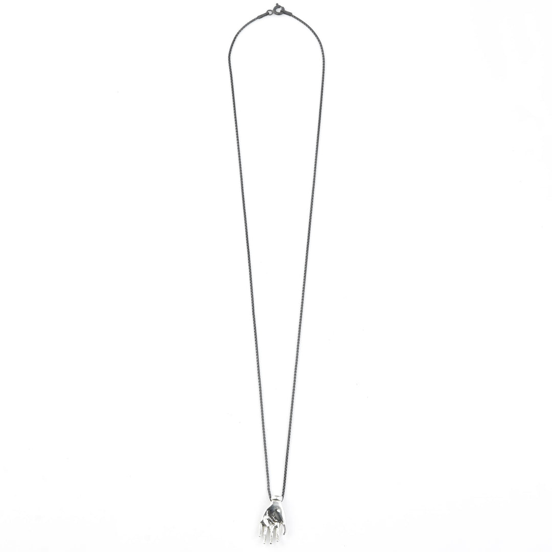 "The Moneymaker" Antiqued Silver Hand Talisman with Ruby